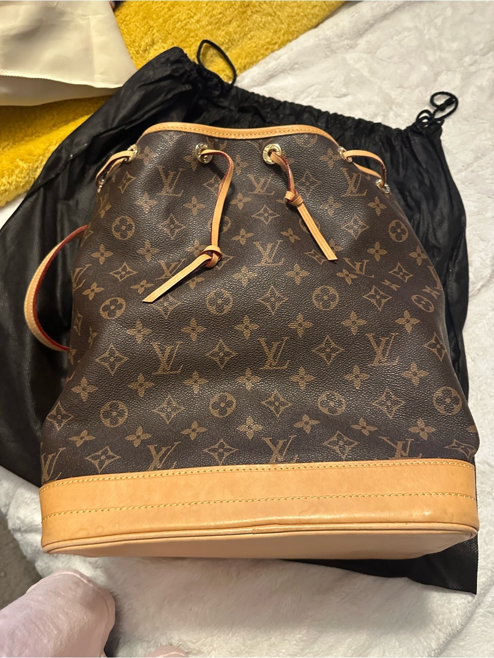Louis Vuitton Monogram Bucket Shoulder Bag in Brown and Tan Leather Trim - Picture 10 of 13